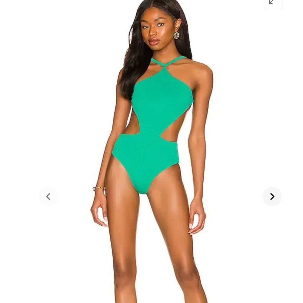 New Fella Swim Sabath One Piece Swimsuit Open Back Halter Bikini In Green Small